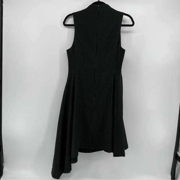 Betsey Johnson Womens Asymmetrical Dress Black Pinstripe Sleeveless 6 - Picture 5 of 8